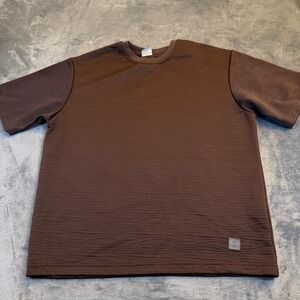 Saints Studio Textured Knit T Shirt Mens Medium Brown Short Sleeve Streetwear